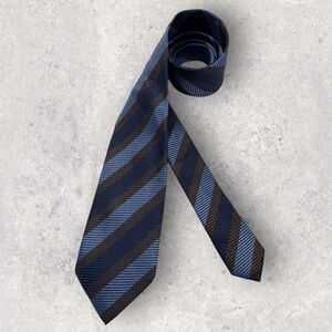 PAL ZILERI Navy/Blue/Brown Striped Silk LUXURY Tie ITALY